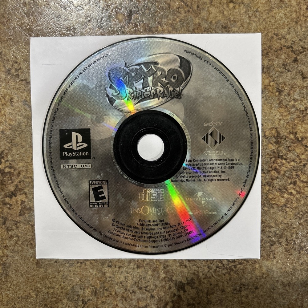 Spyro the Dragon (PlayStation 1 PS1, 1998) ☆ Loose Disc Only Resurfaced